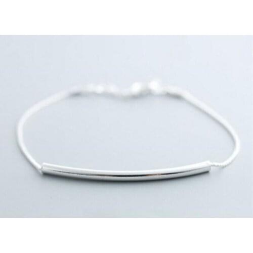 Season Gate 925 Sterling Silver Trendy Simple Geometric Elbow Adjustable Size Open Chain Bracelets for Women Girls SB041