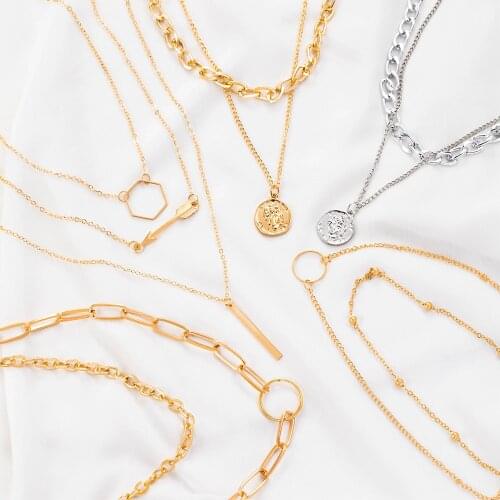 ZOVOLI Vintage Multi-layer Coin Chain Choker Necklace For Women Gold Silver Color Portrait Chunky Chain Necklaces Jewelry