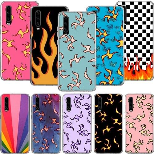 Blue Red Flame Fire Phone Case For Huawei P30 P40 P20 P10 Mate 20 10 30 Lite Pro P Smart Z Plus Printing Cover Coque Shell