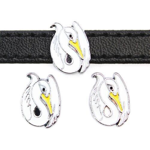 32 Styles Colorful Enamel Fencing Athlete Swan 8MM Slider Charms Fit Pet Collar DIY Wristband & Bracelet Making