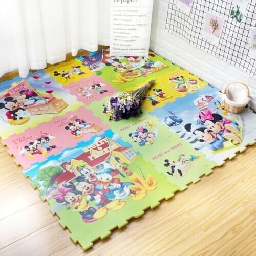 Disney Mickey 9pcs/lot EVA Foam Baby Play Mat Floor Kids Carpet for Children Safety Kids Play Mat Activity Gym for Baby