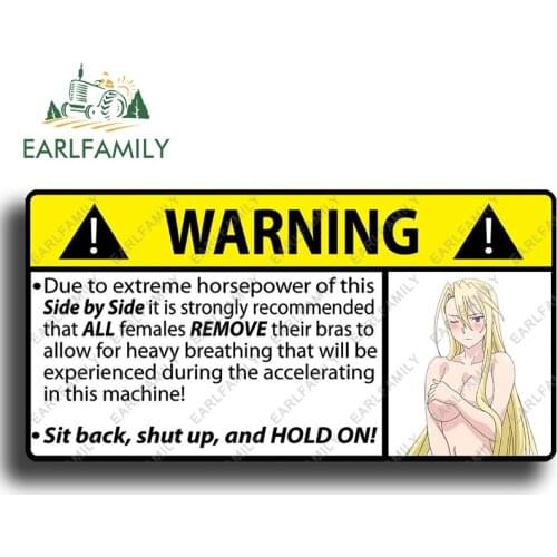 EARLFAMILY 13cm x 6.7cm for Jet Ski Horsepower No Bra Warning Anime Car Stickers Surfboard Decal Campervan Waterproof Sunscreen