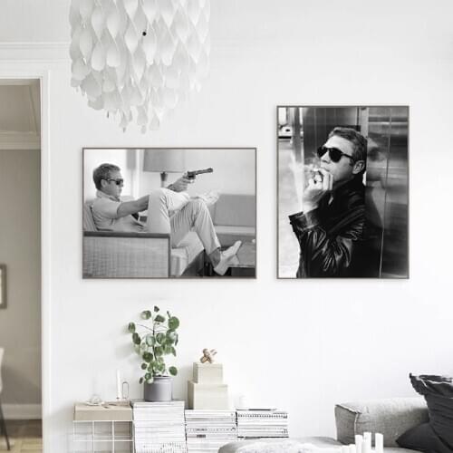 Hollywood Hardcore Movie Star Smoking Movie Posters and Prints Black White Photography Art Canvas Painting Living Room Decor