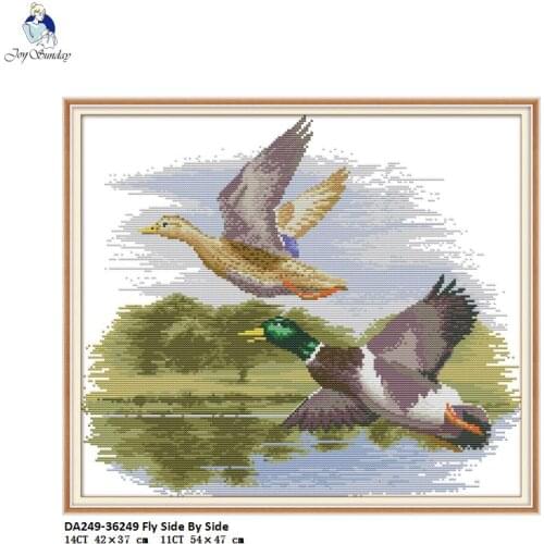 JOY SUNDAY DIY Handmade Cross stitch, Sets For Embroidery kits,Flying Together Patterns,Counted Cross-Stitch DMC 14CT and 11CT