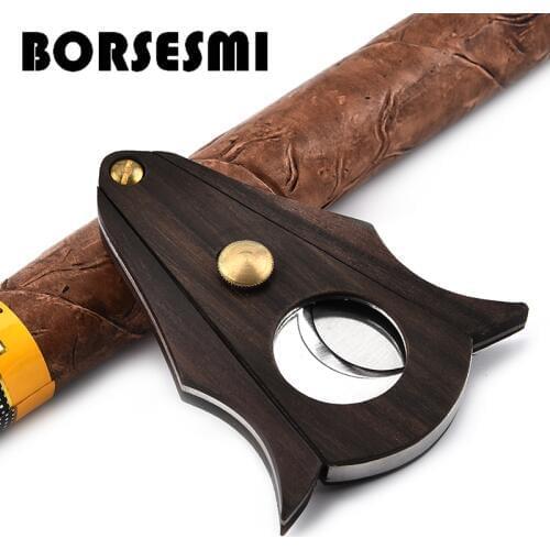 New stainless steel pocket cigar scissors with wood portable travel cigar cutter knife metal smoking tool accessories