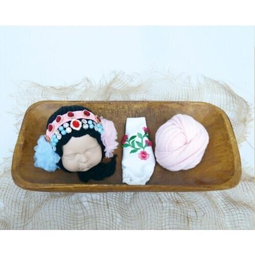 2020 new gem Beijing opera newborn hat cloth embroidered clothes three-piece set, newborn shooting props studio shooting props