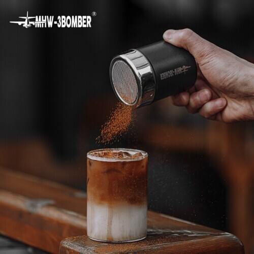 Stainless Steel Chocolate Shaker+ Plastic Cappuccino Print Pattern Sugar Powder Flour Powder Cocoa Coffee Sifter Shakers Cover