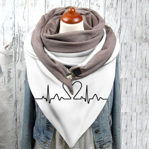 Fashion Women Warmer Bib Neck Scarf Autumn Winter Windproof Button Scarves Prints Double-layer Buckle Wraps Female