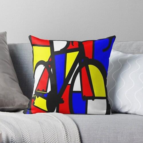 Mondrianesque Road Bike Throw Pillow Cushion Cover Polyester throw pillows case on sofa home living room car seat decor 45x45cm