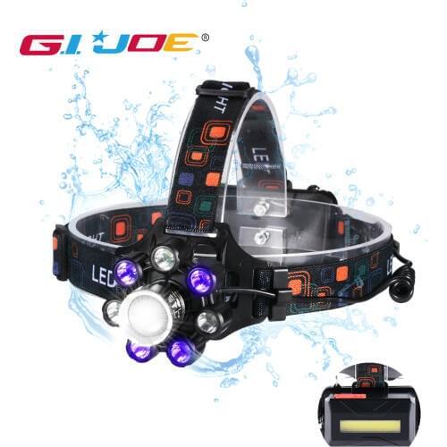 Powerful headlamps led head light t6 9 modes USB rechargable head Torch 2000LM use 2*18650 battery uv waterproof repair light