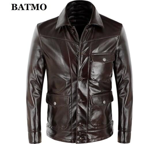 BATMO 2021 new arrival natural cow leather jackets men,Genuine leather coat,plus-size S-4XL Z3D
