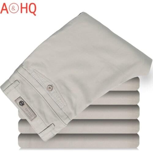 Men Pants Casual Classic Summer Thin Men Social Pants Cotton Straight Trousers pantalon homme Plus Size Khaki Pants Men Black