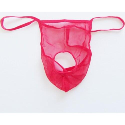 Men Briefs Jockstrap Penis Hole Thong Bikini Panties Transparent G-String T-Back Breathable Sheer Mens Briefs