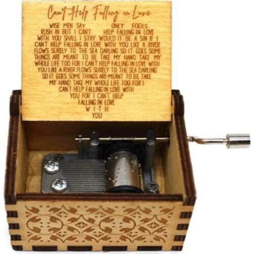 Hand Cranked Engraved Music Box - Can't Help Falling In Love Mini Musical Box Toy