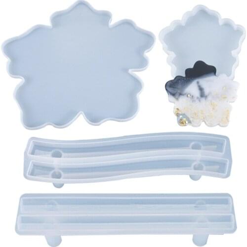 2021 New Product Diy Crystal Glue Mold Flower Shape Fruit Plate Fruit Plate Handle Silicone Combination Set