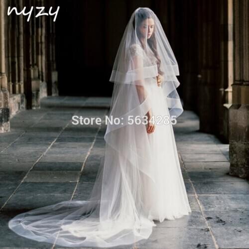 NYZY V8 Elegant 3m Long Ivory Cathedral Bridal Veil Wedding Veil With Comb 2 Layers voile velo novia 2020