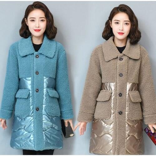 2021 Autumn Winter Womens Faux Fur Jackets Female Full Sleeve Turn-down Collar Lamb Fur Single Breasted Thick Warm Jacket