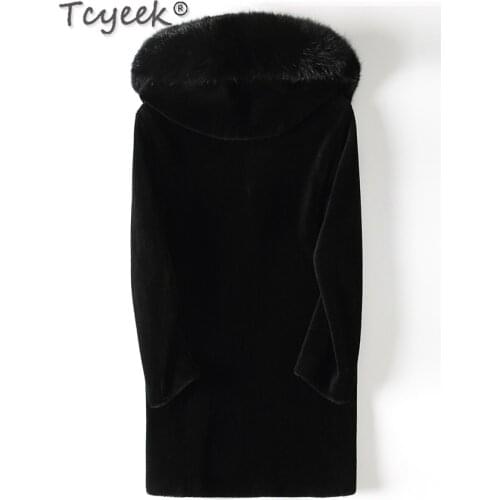 Fox Natural Fur Hooded Real Fur Coat Male Motorcycle Sheep Shearling Jacket Men Clothing Korean Long Mens Jackets 66