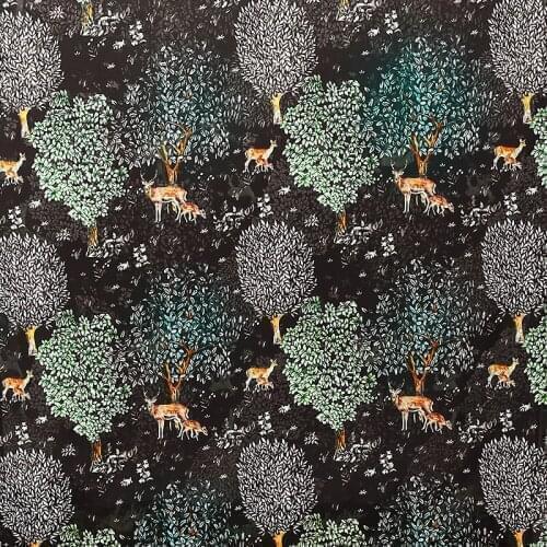 Elk Animal 100% Polyester Printed Fabric Imitation Georgette Pajamas Womens Brand Fabric Cloth for Dress Fabrics Per Meter