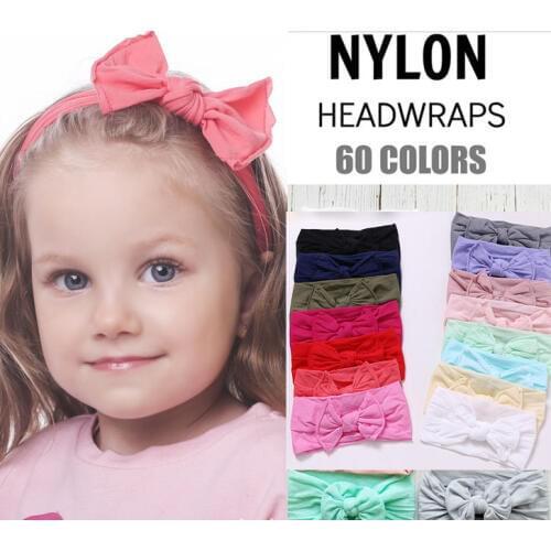 MengNa 36pc New Solid Nylon Headband Bows Headbands For cute Kids Girls Hair Girls Turban Hairband Children Soft Cotton Headband