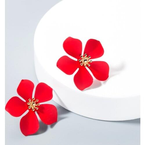 2020 Trendy Multicolor Flowers Stud Statement Earrings for Women Wedding Summer Party Jewelry Boho Metal Cute Pendant Earring