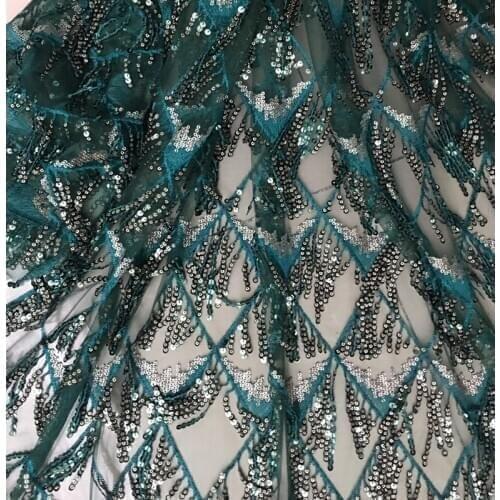 GLace 1Y/lot Plaid sequins tassel fabric mesh embroidery wedding costume fabric for dress lace fabric TX776
