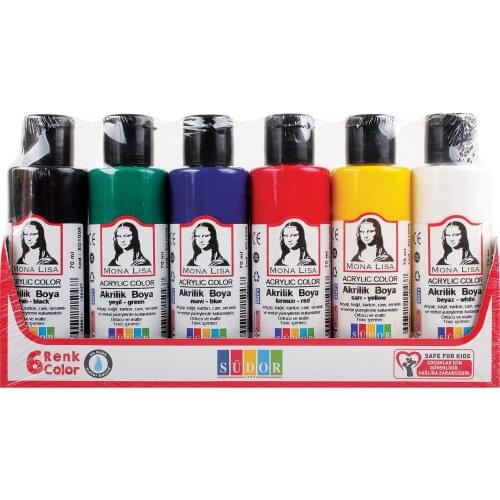 Südor Monalisa Acrylic Paint Set Water Based 6x70 ml Bottles For Appropriate Canvas Stone Wood Paper Glass And many Surface