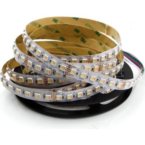 5M 96LEDs/m RGBCCT 5IN1 LED Strip Light RGB+White+Warm White 5050 SMD Dual White Temperature Adjustable LED Strip 12MM PCB DC24V