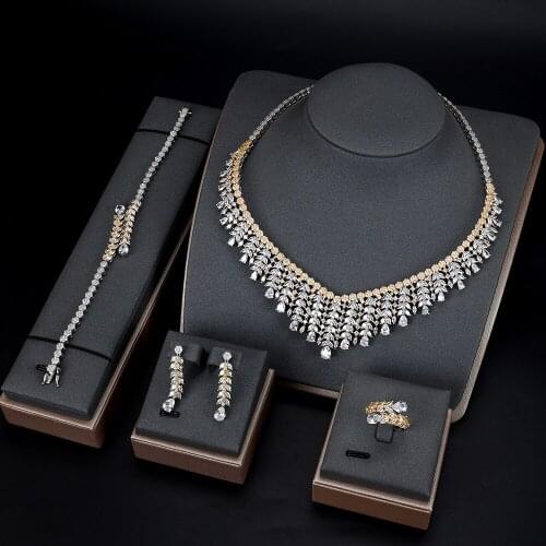 TIRIM Dubai Luxury Elegant Bridal Necklace Set for Women Cubic Zirconia Wedding Jewelry Sets For Brides Accessories jewelri
