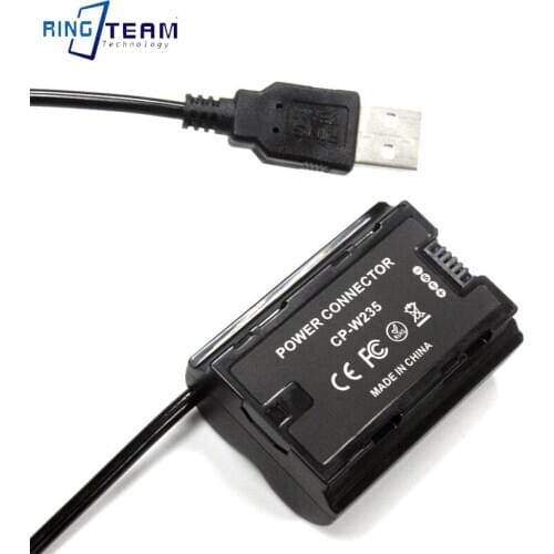 USB Spring Cable to CP-W235 Dummy Battery NP-W235 DC Coupler for Fuji X-T4 XT4 Camera