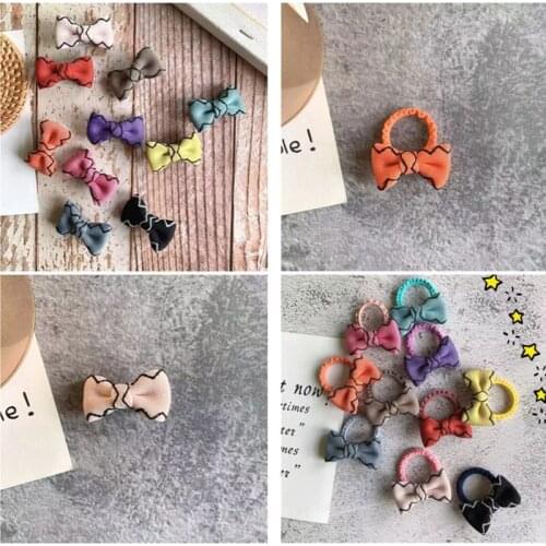 10pcs/lot New Fashion Girls Bows Hair Clip Solid Color Knitting Bowknots Kids Headwear Children Hair Clips Hair Rope