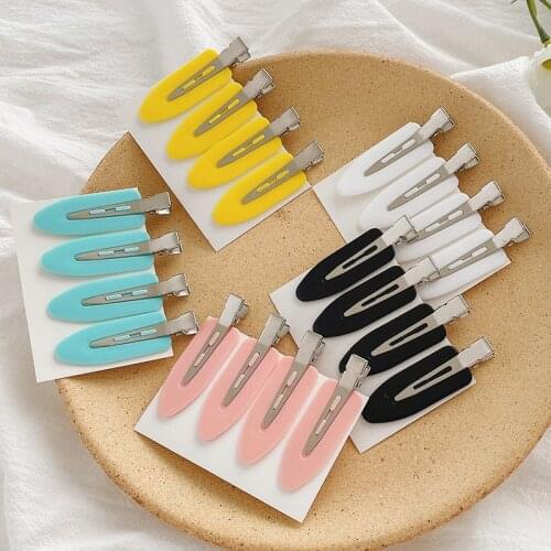 4pcs/Set New No Bend Seamless Women Girls Cute Colorful Hairpins Sweet Hair Clips Barrettes Slid Clip Styling Hair Accessories