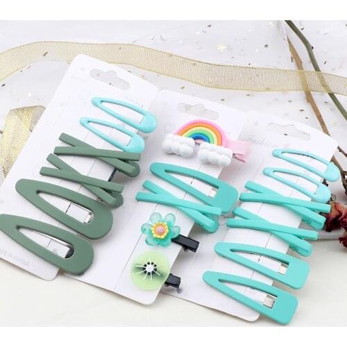5-6Pcs Solid Color BB Hair Clip Accessories Set Rainbow Hairpin X Shape Barrette Fruit Flower Hairpins Kids Girl Headdress Gifts