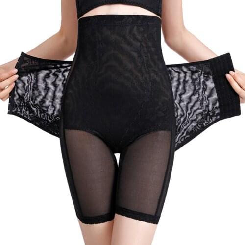 Women Transparent Panties High Waist Sexy Lace Ruffle Buckle High Waist Body Shaper Panties Waist Trainer Tummy Flat Underwear