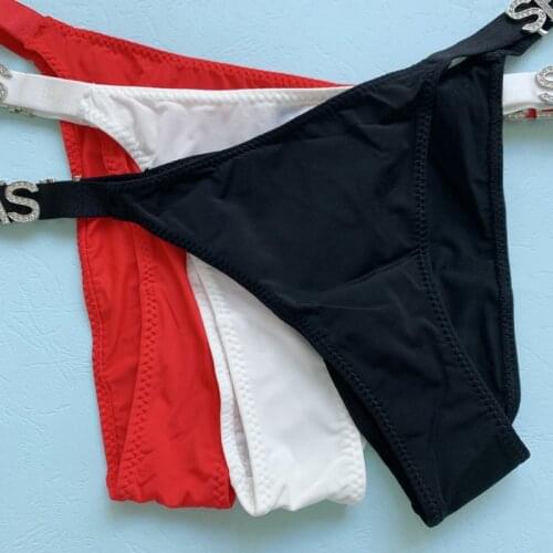 Ladies G Strings Letter Rhinestone Underwear Women Thong Lace Briefs Sexy Lingerie Fitness Sports Hip Lifting Satin Panties