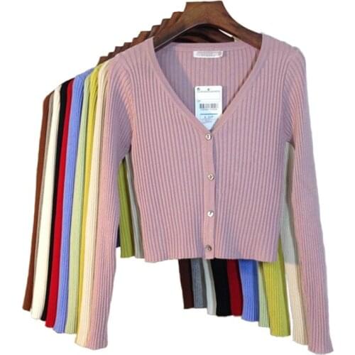 Women Cardigans Knitted Sweater 2020 New Fashion Slim Ladies Knitted Sweater Long Sleeve Buttons Sweater Autumn Patchwork Tops