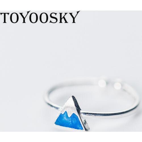 925 Sterling Silver Open Ring Blue Triangle Iceberg Shape Rings for Women Lovely Girl Valentine Gift Fashion Jewelry