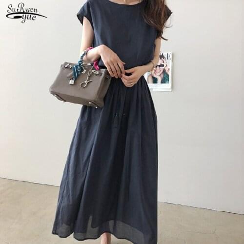 2021 Plus Size Summer Dress Women Casual Black Vintage Loose Dress Female Short Sleeve Beach Women Dresses Robe Vestido 15301