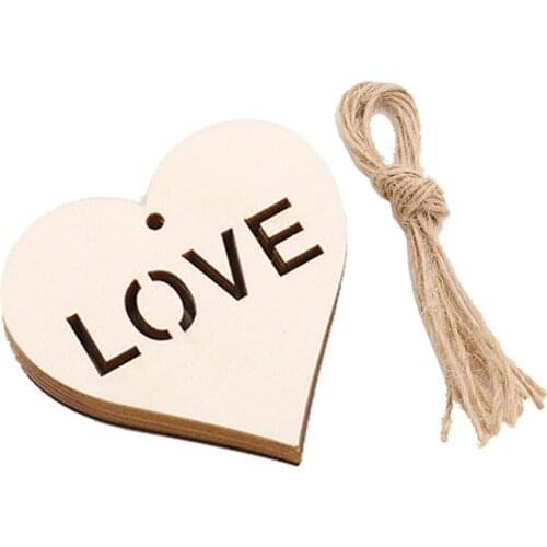10PCS Blank Unfinished Wood Cutouts Wooden Heart Shape Wood Craft Natural Rustic Laser Cut Out Pieces for Crafts DIY Gift Tags