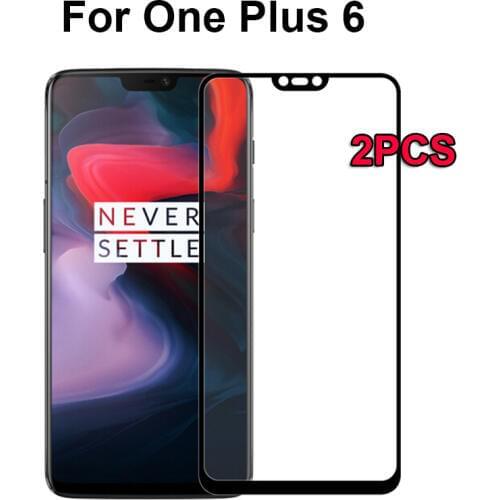 2PCS OnePlus 6 Tempered Glass One Plus 6 Screen Protector Premium Full Cover Protector Glass Film For Oneplus6 One plus 6 Black