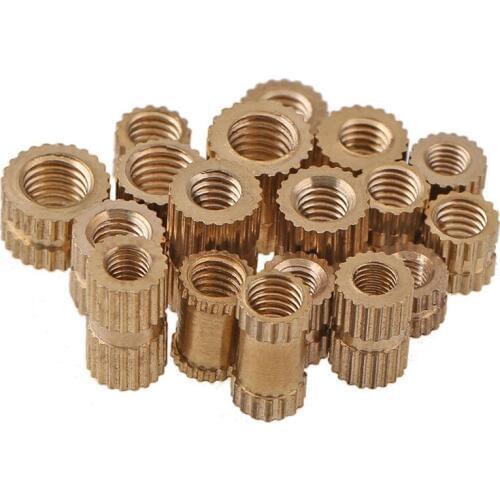 20pc/pack brass threaded inserts1.4mm 1.6mm 2mm 2.5mm 3mm copper knurled nut injection moulding Embedded Parts fastener