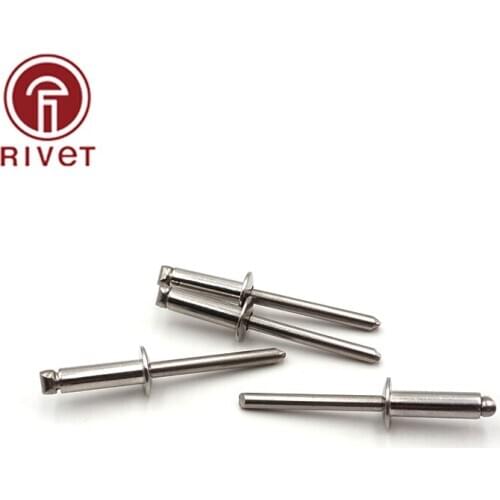 200PCS M4.8 DIN IOS15983 Stainless Steel And Steel Blind Rivet Round Head Open Type Csk Head Pop Rivet Multi Size