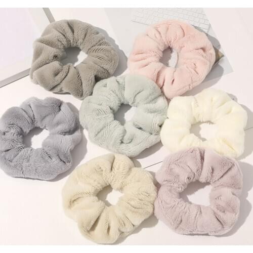 2020 Winter Fur Scrunchies Furry Elastic Hair bands For Women Girls ponytail Holders Rope soft Plush Hair Ties Hair Accessories