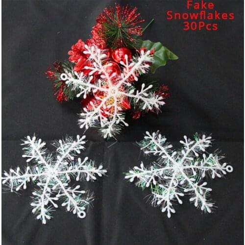 30pcs White Snowflake Christmas Tree Hanging Pendant Ornaments Window Stickers Winter Wall Stickers New Year Xmas Decorations