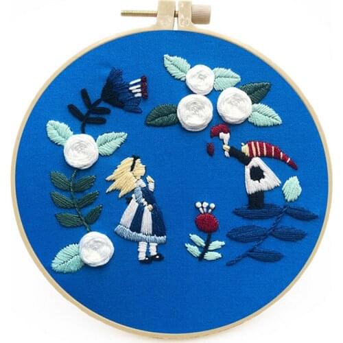 3D Flower Beginner Handwork Painting Embroidery Kit Needlework Cross Stitch Set Student Creative Crafts Material Package Hoop