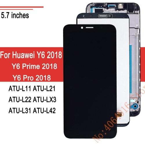 5.7'' Assembly LCD For Huawei Y6 Prime Y6 2018 Display Touch Screen For Huawei Y6 Pro 2018 LCD ATU-L21 L11 L22 LX3 LX1 L31 Frame