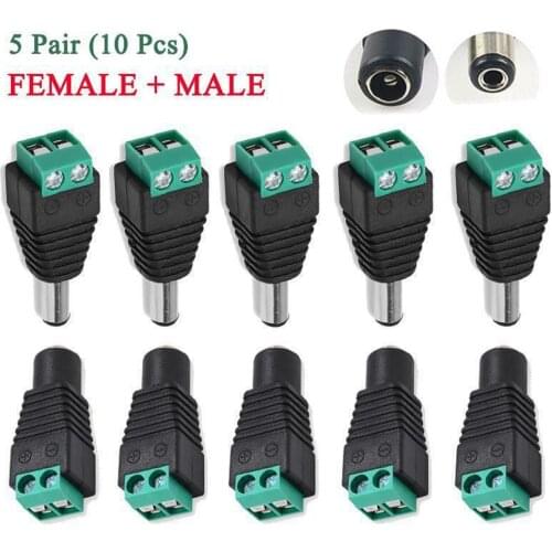 5 Pairs Female Male DC Power Connector Adapter Socket Jack Plug CCTV Cable LED HD Camera DC Power Box