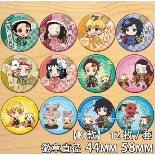 Anime Demon Slayer Tomioka Giyuu Sabito Makomo Figure 4591 Badges Round Brooch Pin Gifts Kids Collection Toy