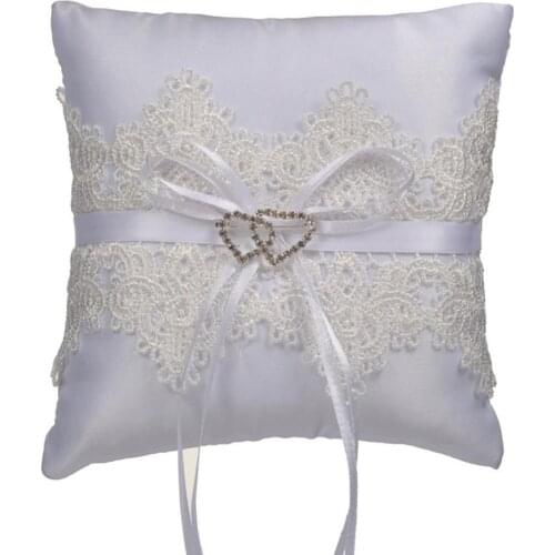 Hollow Out Lace Ring Pillow for Wedding Marriage Ceremony Decoration
