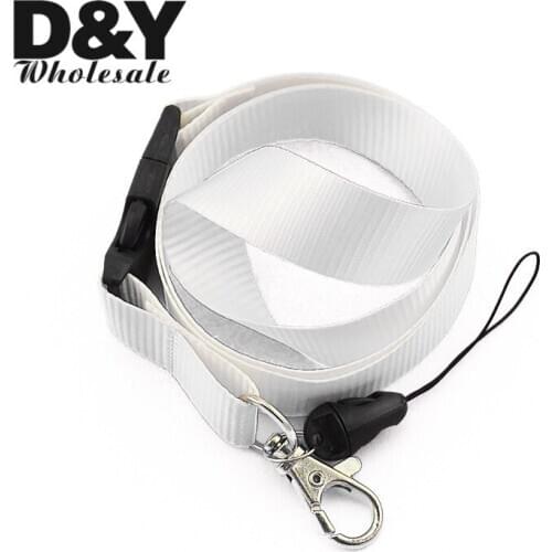 Free Shipping-Plain "WHITE" Color Lanyard Keychain Necklace Cell Phone Holder ID Badge Holder Neck Straps 12pcs/lot Wholesale